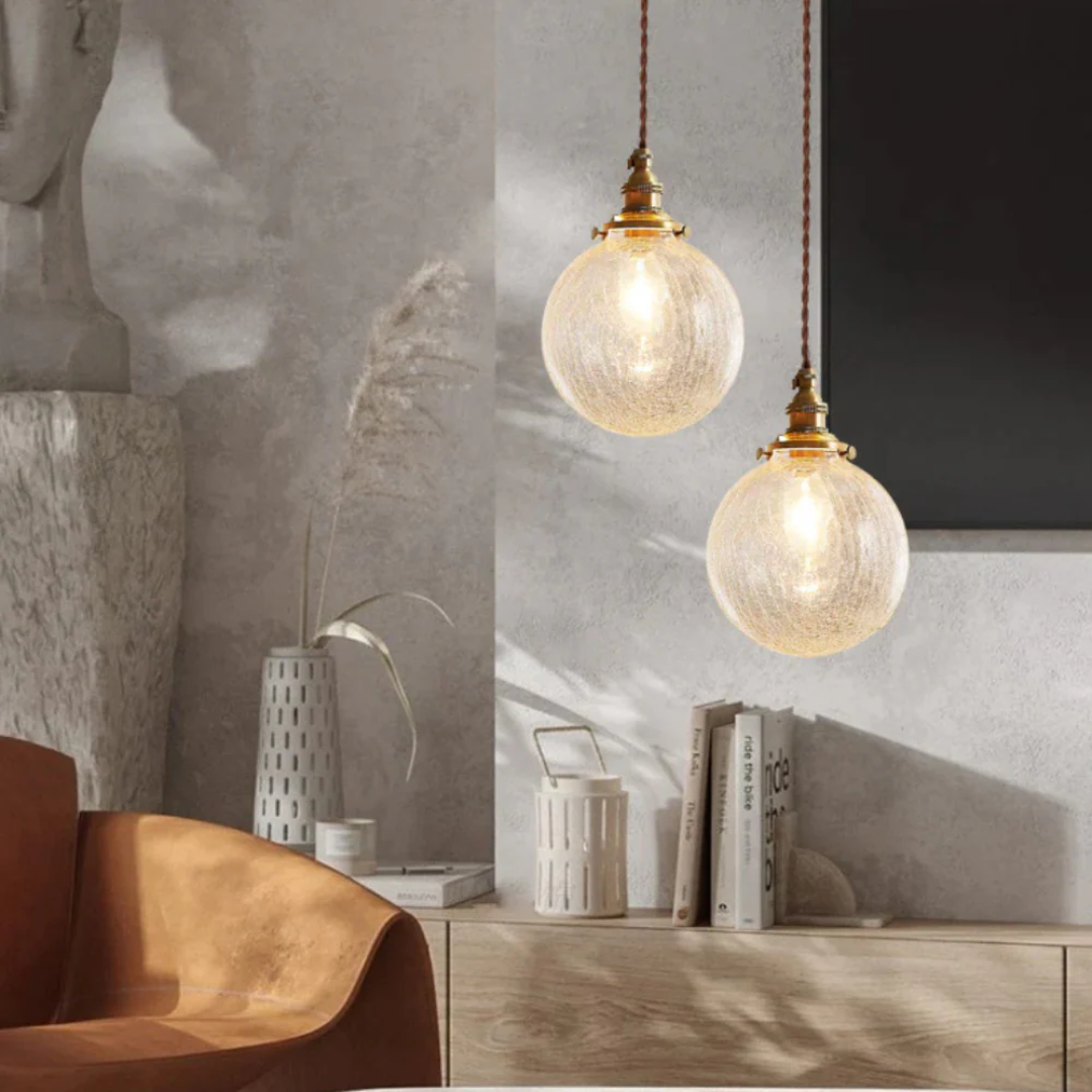 Crackled Glass Pendant Lamp